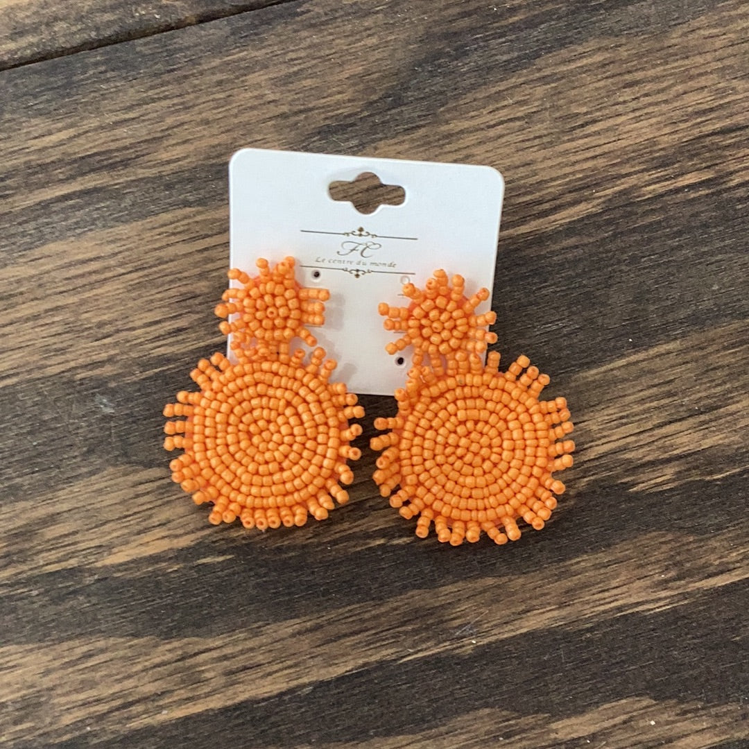 Double Bead Disc Earrings