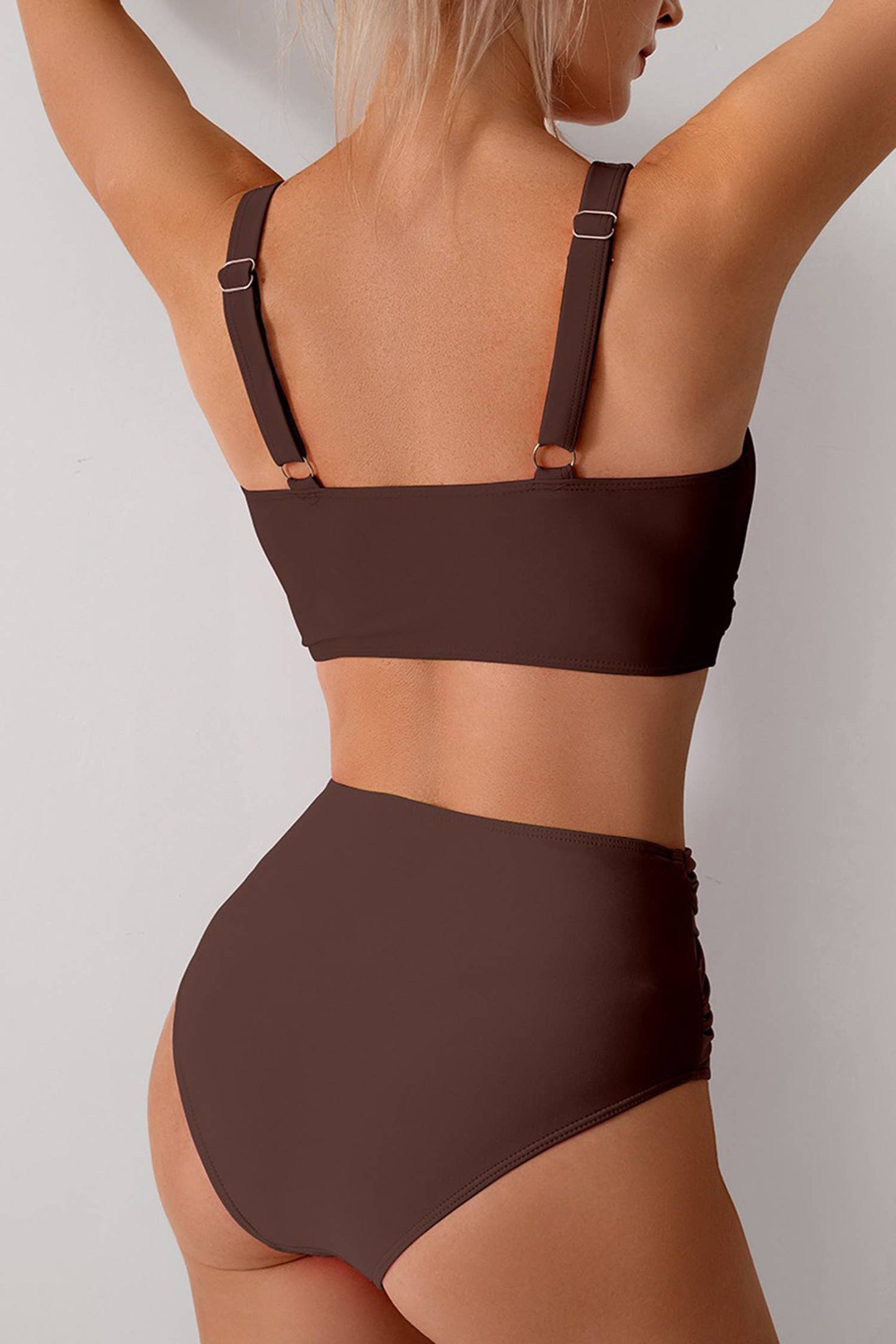 2pcs Cross Twisted High Waist Bikini Swimsuit