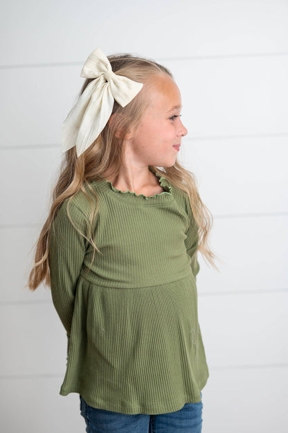 Girls Olive Blossom Top