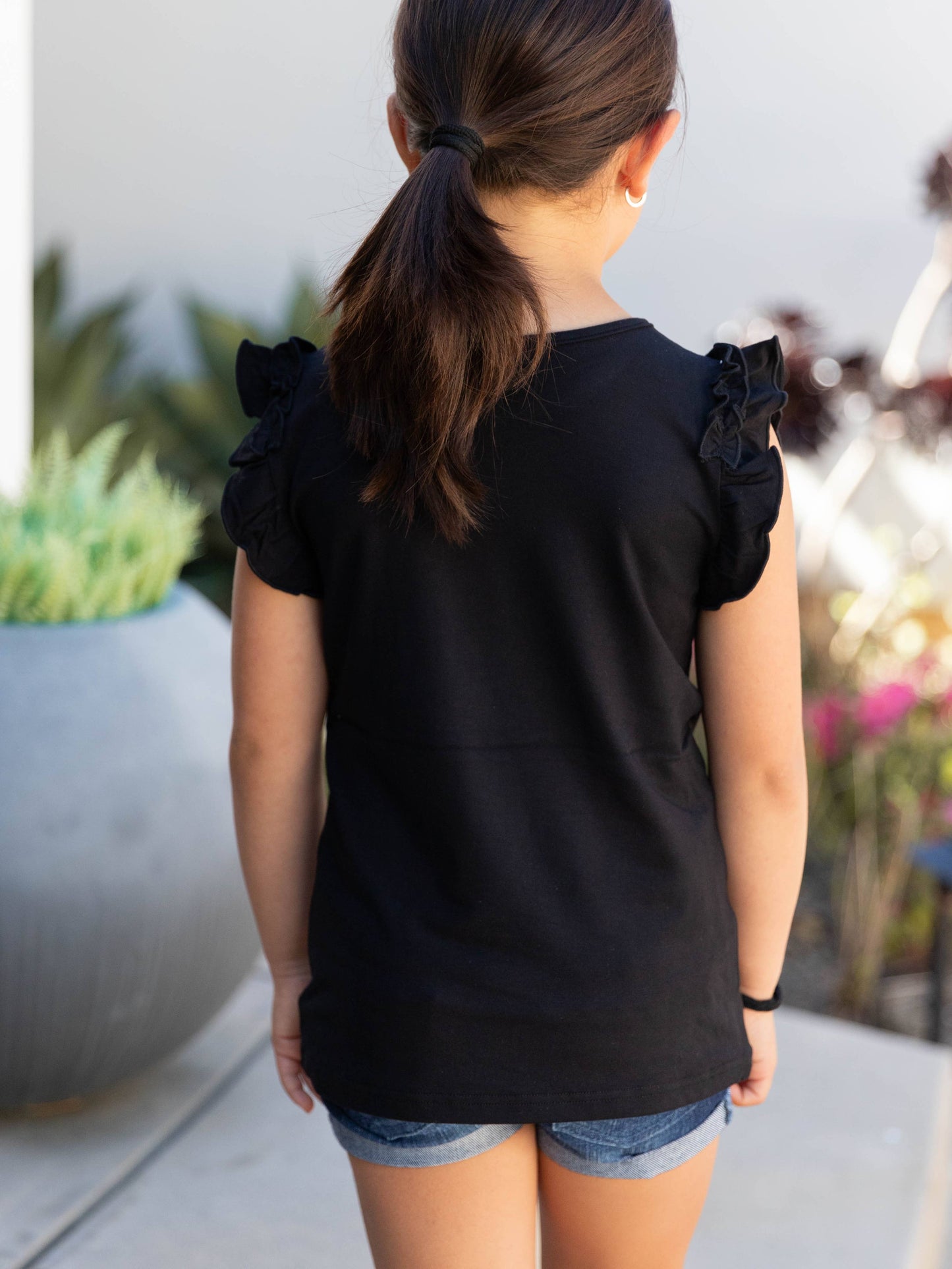 Girls Midnight Ruffle Top