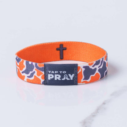 Tap To Pray™ Wristbands - Team Camo - Orange & Grey