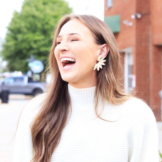 Textured Gold Wing Earrings | Gold Accordion Wing