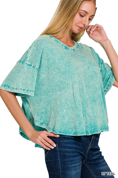 ''._ Washed Cotton Flare Top w/ back patch