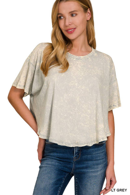 ''._ Washed Cotton Flare Top w/ back patch