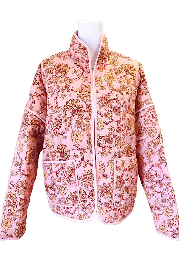 Rose Pink Floral Quilted Jacket