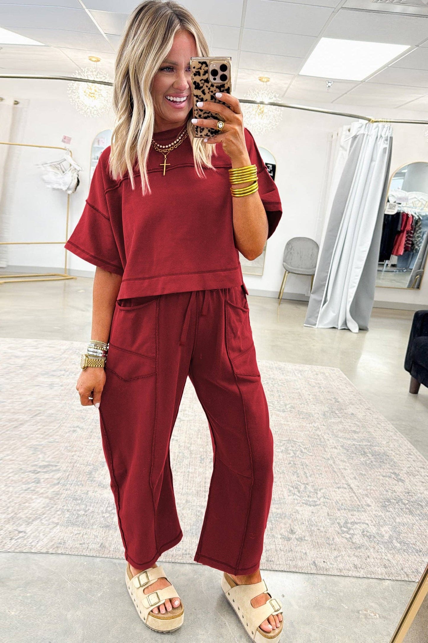 Sky Blue Drop Shoulder Boxy Tee and Barrel Pants Set