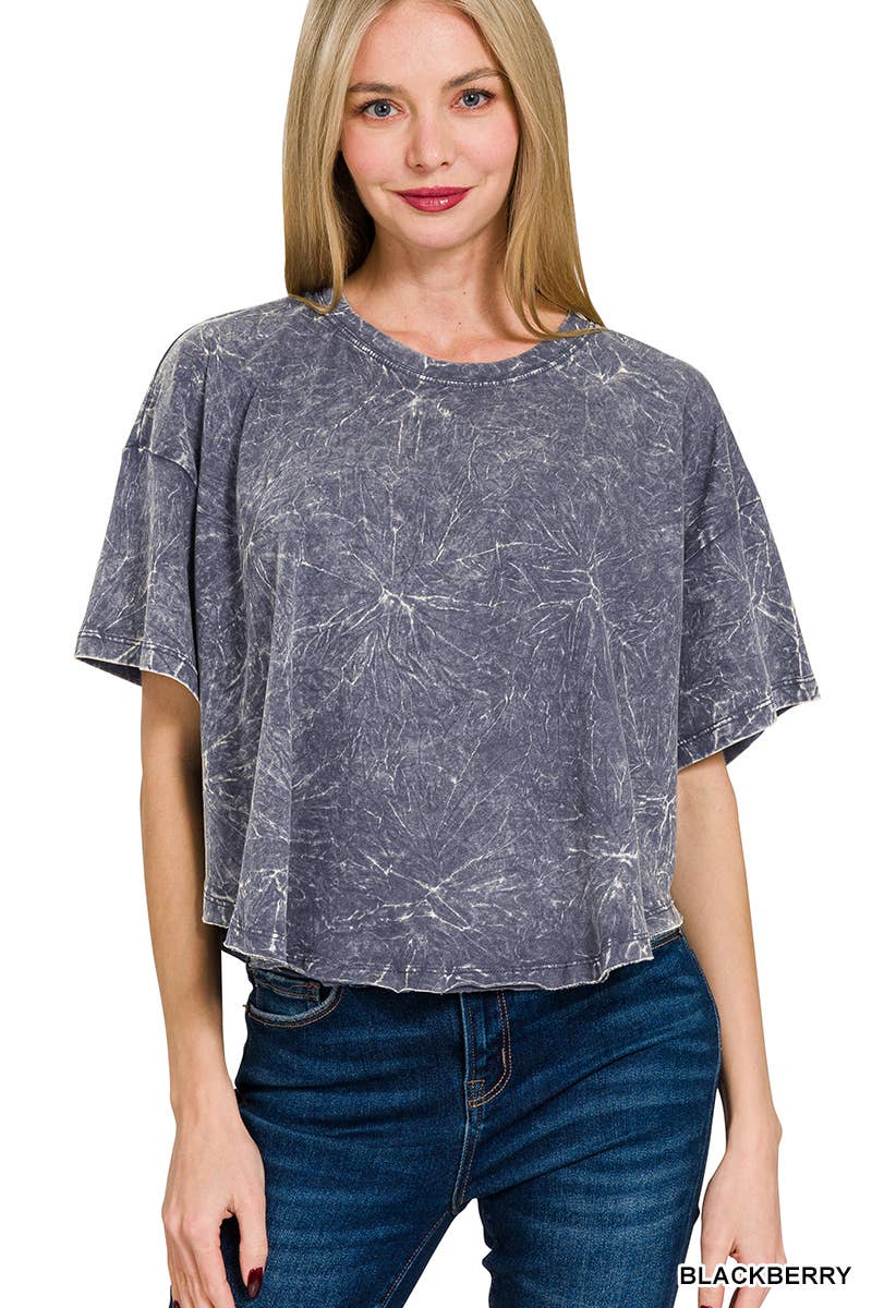 ''._ Washed Cotton Flare Top w/ back patch