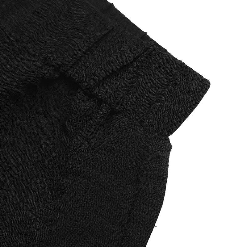 Black Contrast Trim Sleeveless Top and Shorts Set