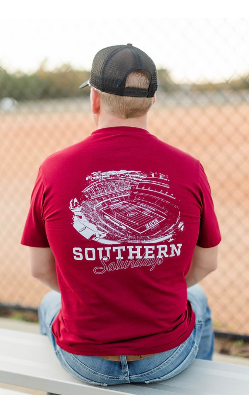 Bleacher Blue Stadium Short Sleeve Tee - Burgundy