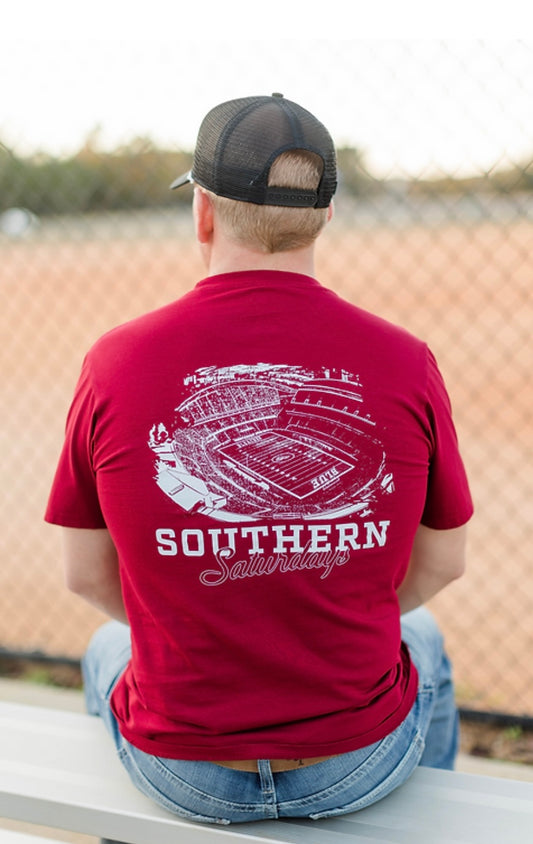 Bleacher Blue Stadium Short Sleeve Tee - Burgundy