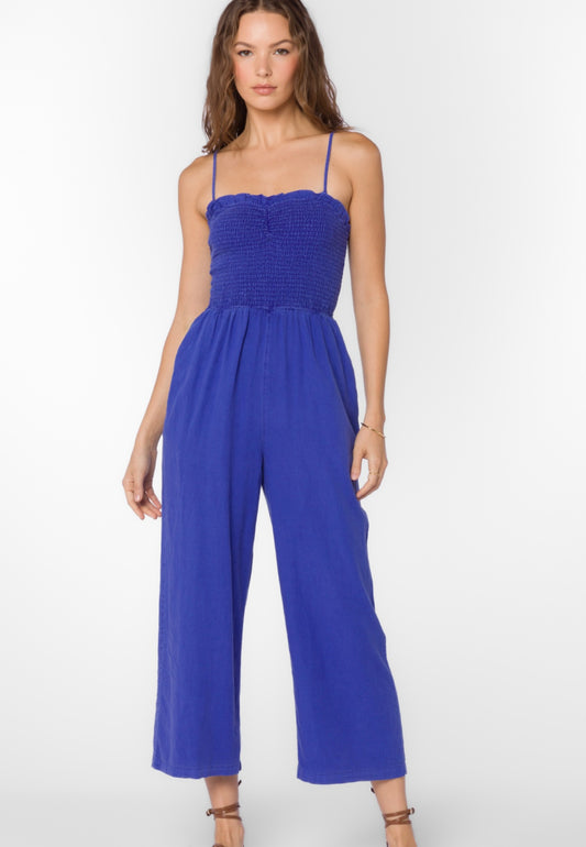 Tasha Smocked Jumpsuit- Iris Blue