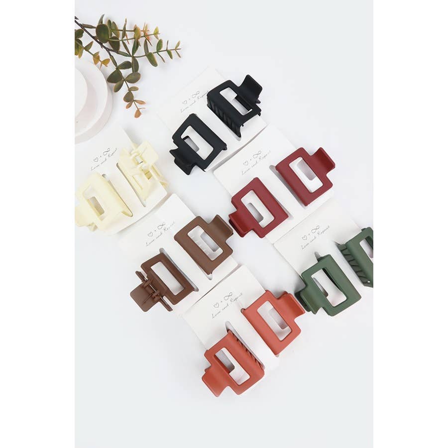 Love and Repeat - Matt Small Cut Out Rectangle Hair Claw: MIX COLOR / ONE