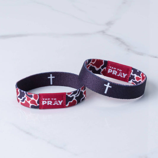 Tap To Pray™ Wristbands - Team Camo - Maroon & Black