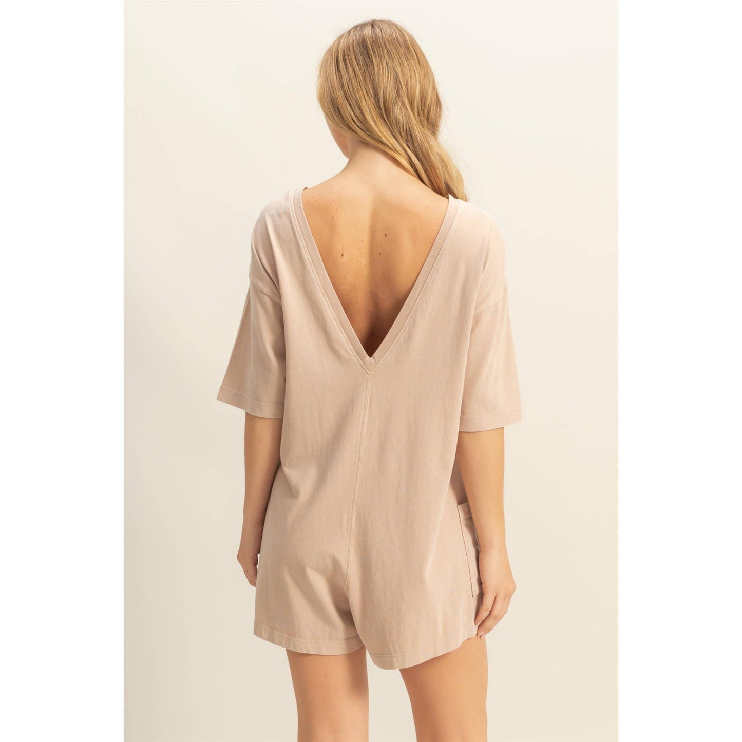 Aqua Casual V-Back Short Sleeve Romper