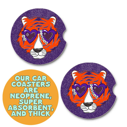 Clemson tiger inspired car coasters 