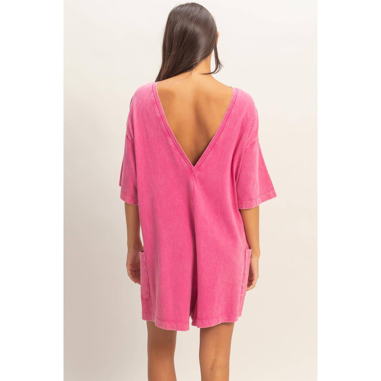 Mineral Washed V-Back Romper