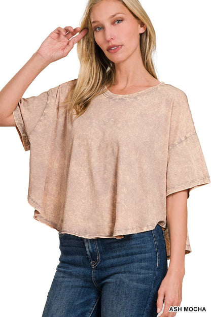 ''._ Washed Cotton Flare Top w/ back patch
