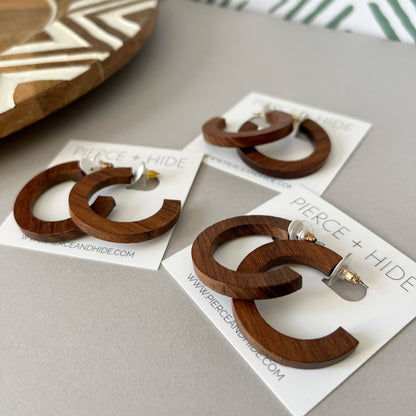Wood Hoop Earrings | Brown Wood Hoops