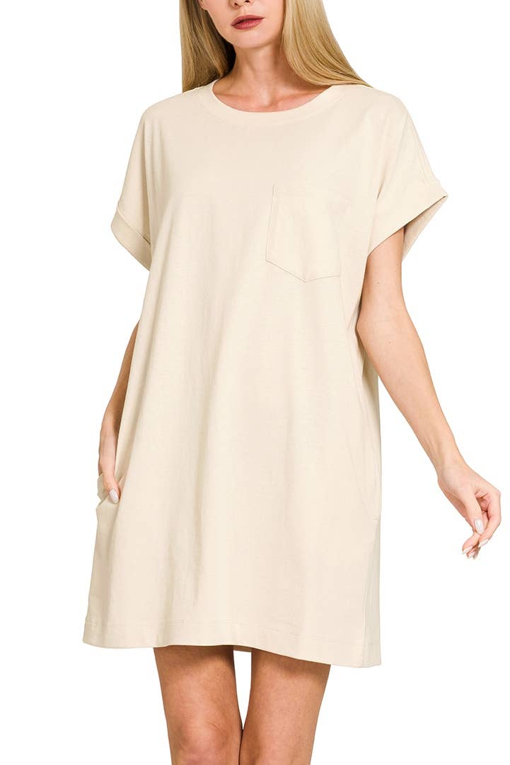 Premium Cotton T-shirts Dress With Pockets