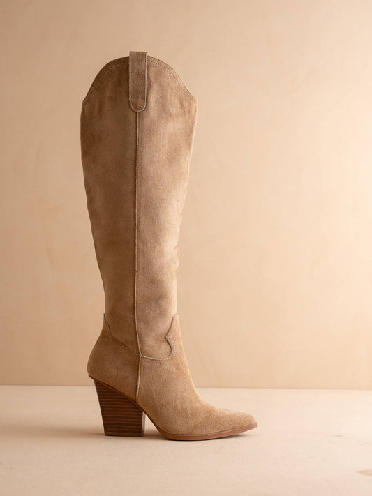 The Barcelona | Latte Knee High Western Boot