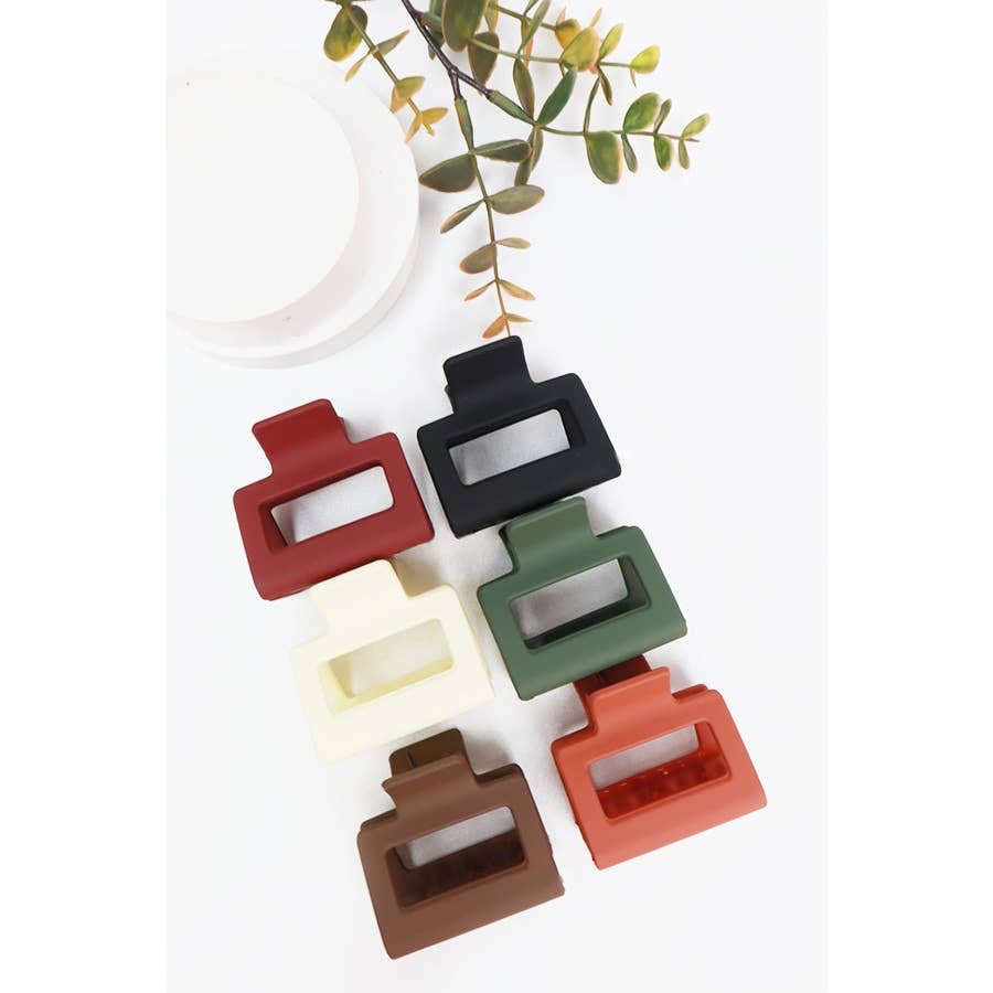 Love and Repeat - Matt Small Cut Out Rectangle Hair Claw: MIX COLOR / ONE