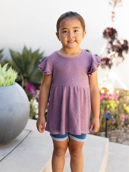 Girls Flutter Sleeve Peplum Top