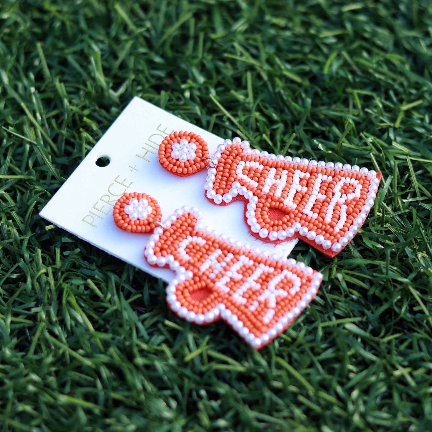 Custom Beaded Megaphone Earrings| Game Day Earrings| Cheerleading