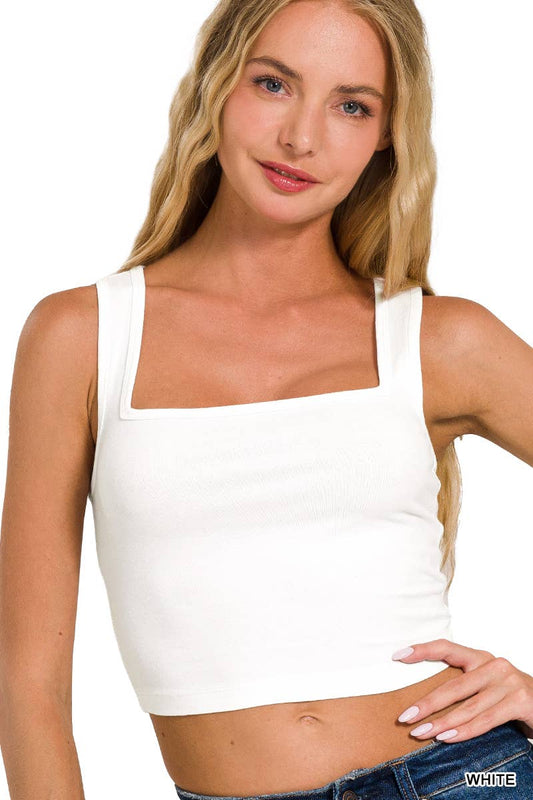 Square Neck Cropped Cami Top