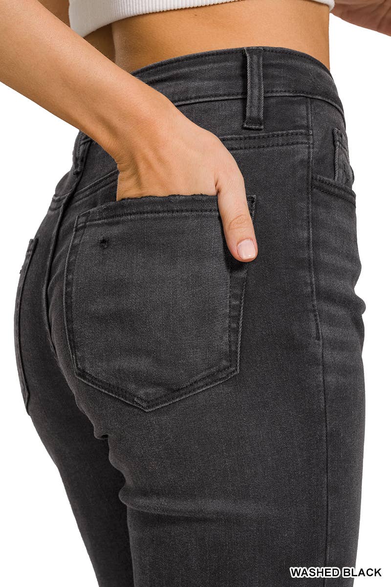 Washed Distressed Knee And Hem Pants