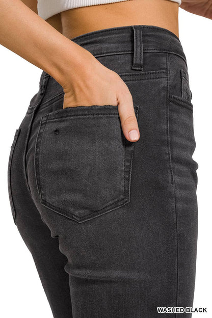 Washed Distressed Knee And Hem Pants