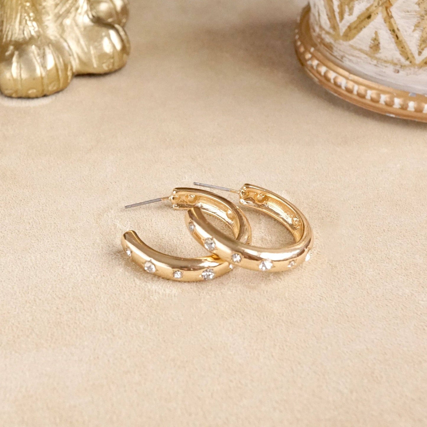 Classic Bubble Hoops – Gold with Pearl or Crystals