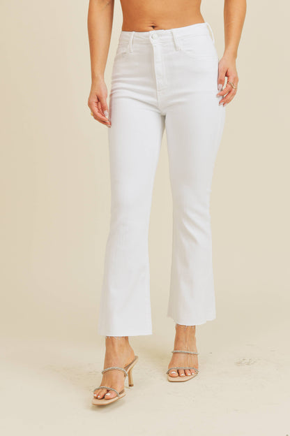 JUST BLACK DENIM -OPTIC WHITE - High Rise Tonal Crop Flare
