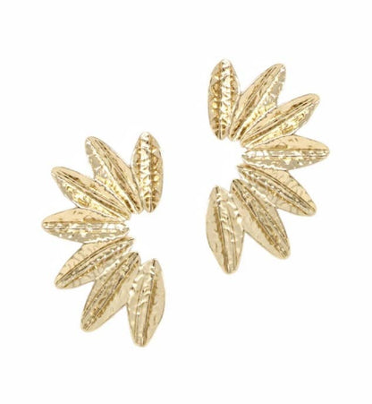 Textured Gold Wing Earrings | Gold Accordion Wing