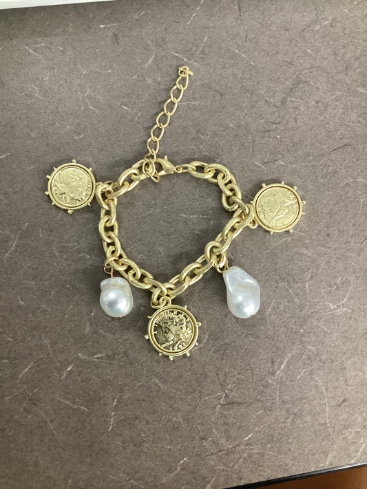 Gold Pearl and coin bracelet