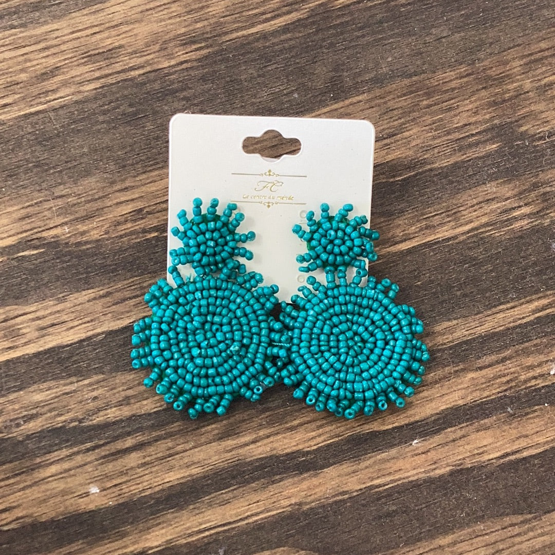 Double Bead Disc Earrings