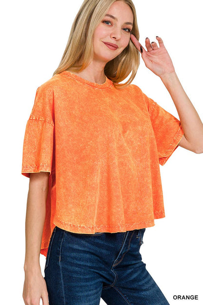 ''._ Washed Cotton Flare Top w/ back patch