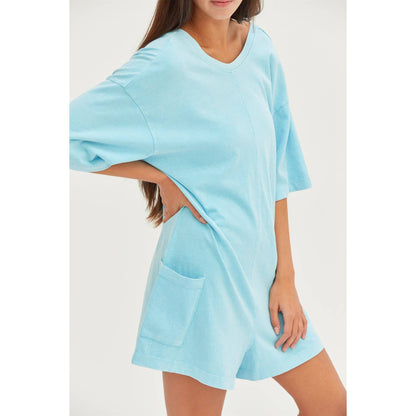 Aqua Casual V-Back Short Sleeve Romper