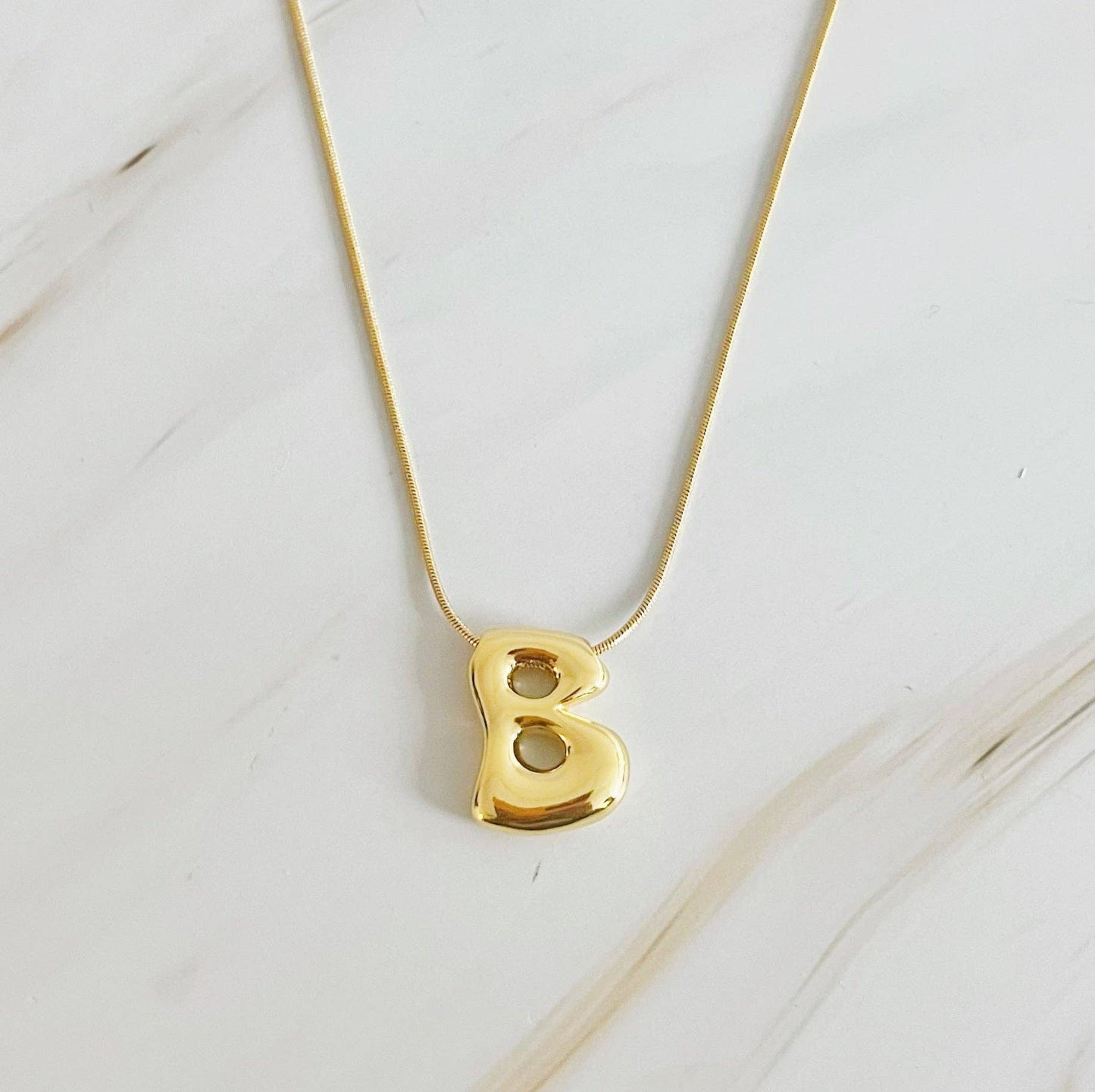 Balloon Letter Initial Necklace: Yellow Gold