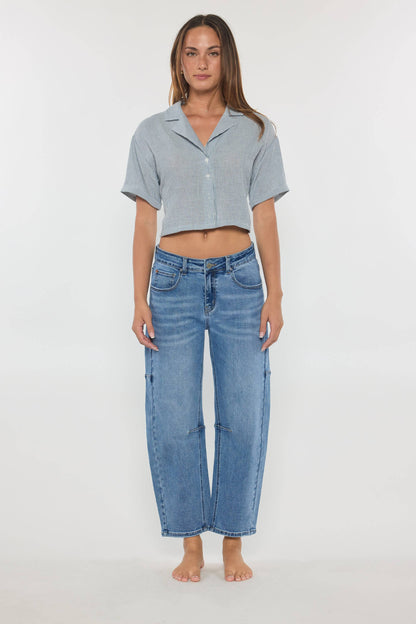 RNJEAN - Mid Waist Barrel Jeans (XP7028)