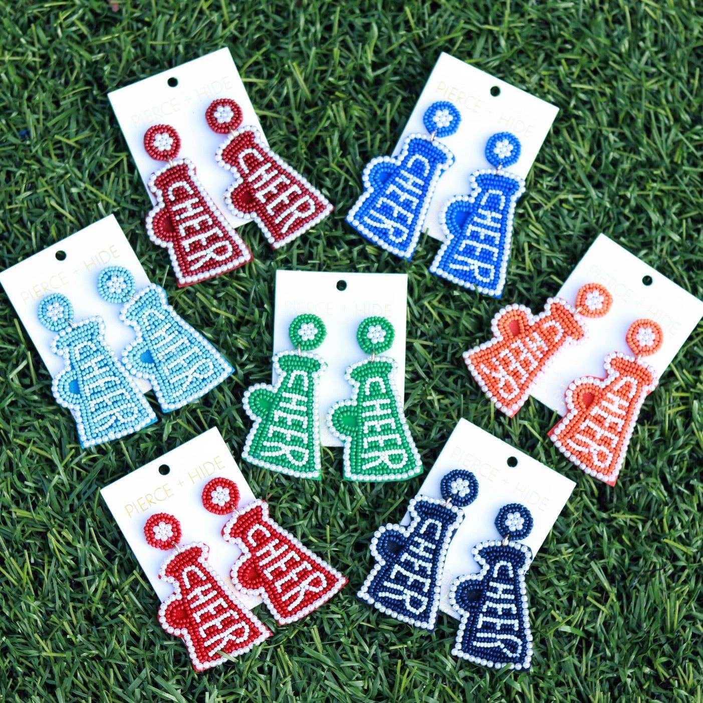 Custom Beaded Megaphone Earrings| Game Day Earrings| Cheerleading