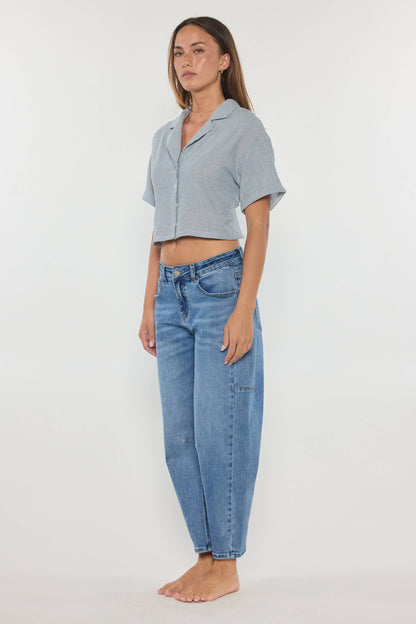 RNJEAN - Mid Waist Barrel Jeans (XP7028)