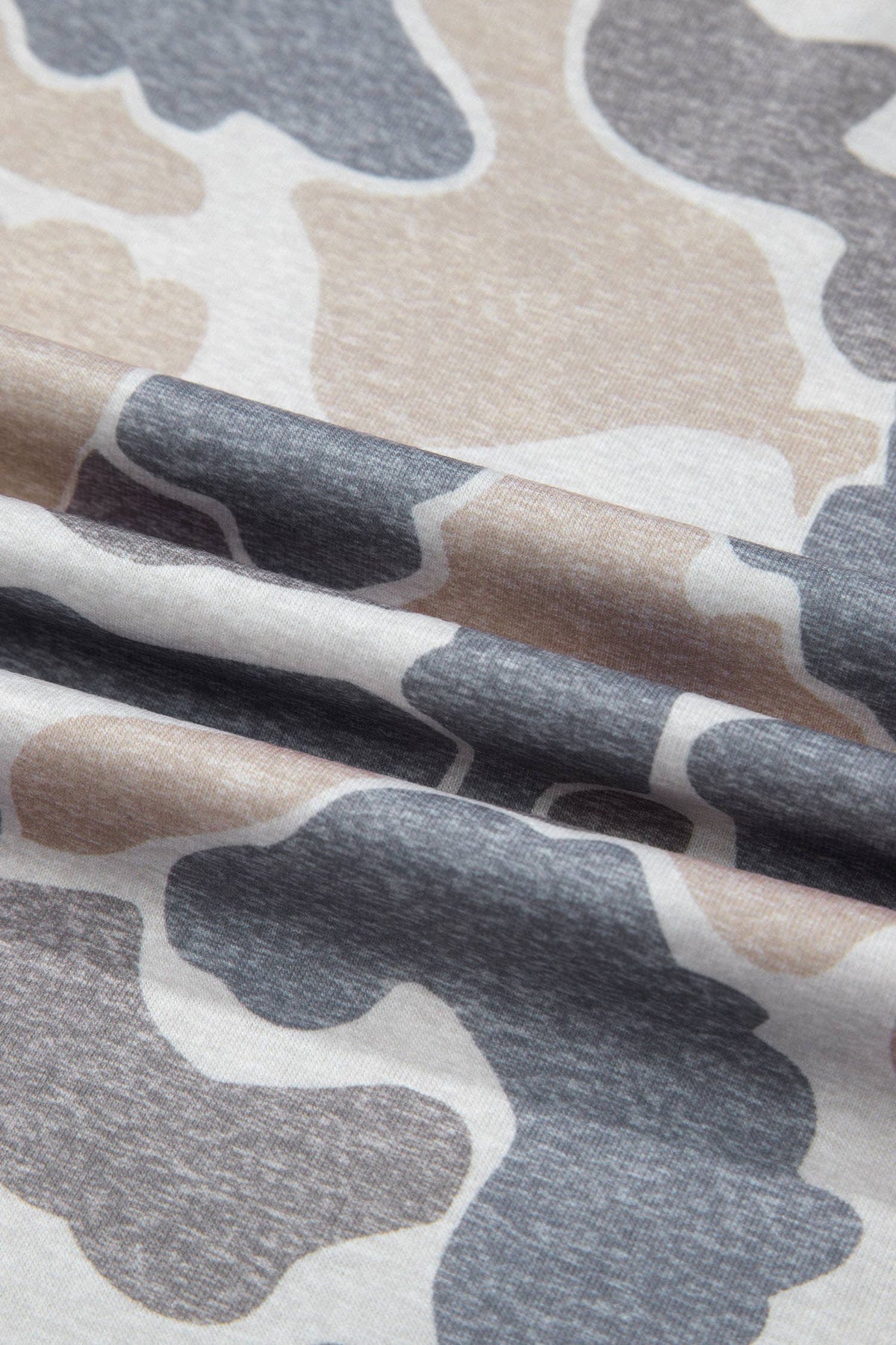 Neutral Camo Print Oversized Casual Crewneck T Shirt