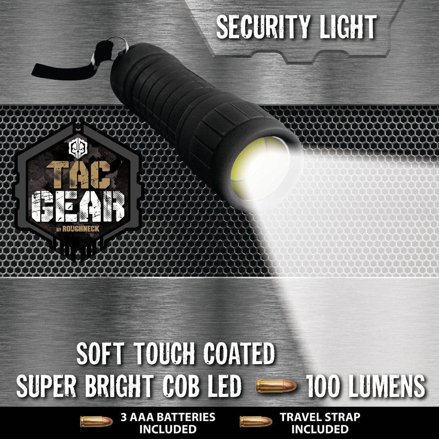 Roughneck Flashlight LED COB Light With Strap- 12/Display