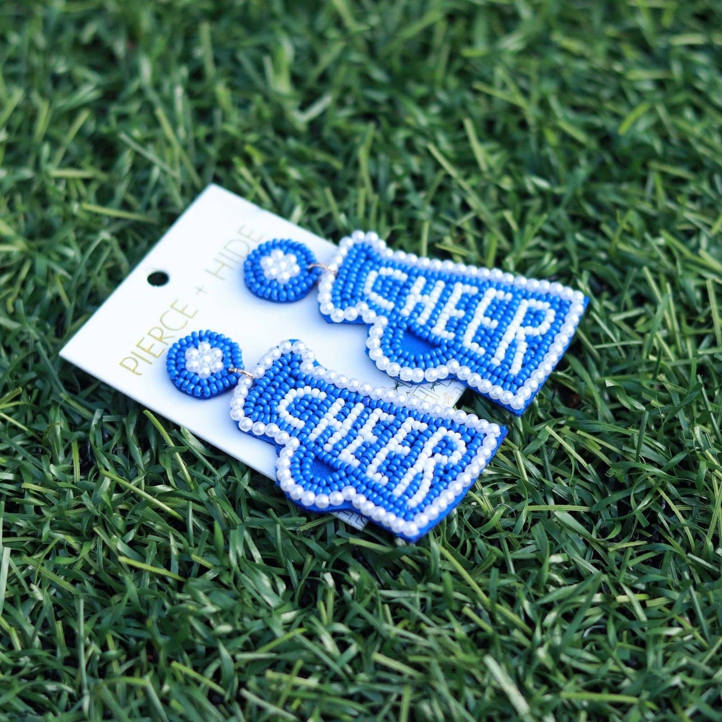 Custom Beaded Megaphone Earrings| Game Day Earrings| Cheerleading