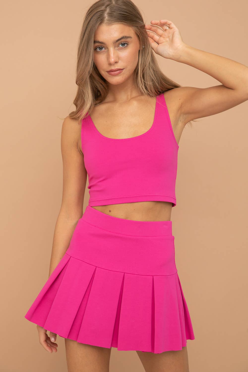 BASIC PONTE CROP TOP pink or green