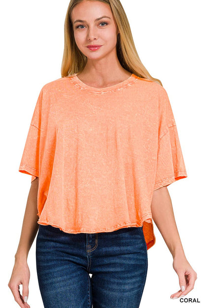 ''._ Washed Cotton Flare Top w/ back patch