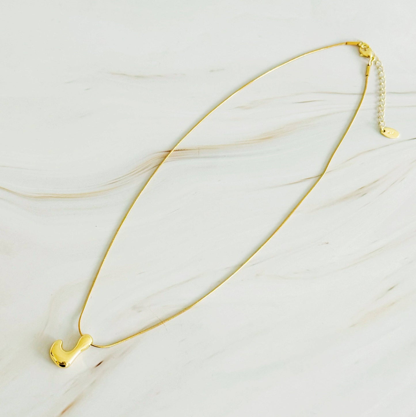 Balloon Letter Initial Necklace: Yellow Gold