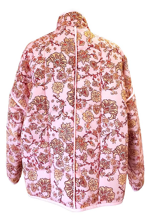 Rose Pink Floral Quilted Jacket