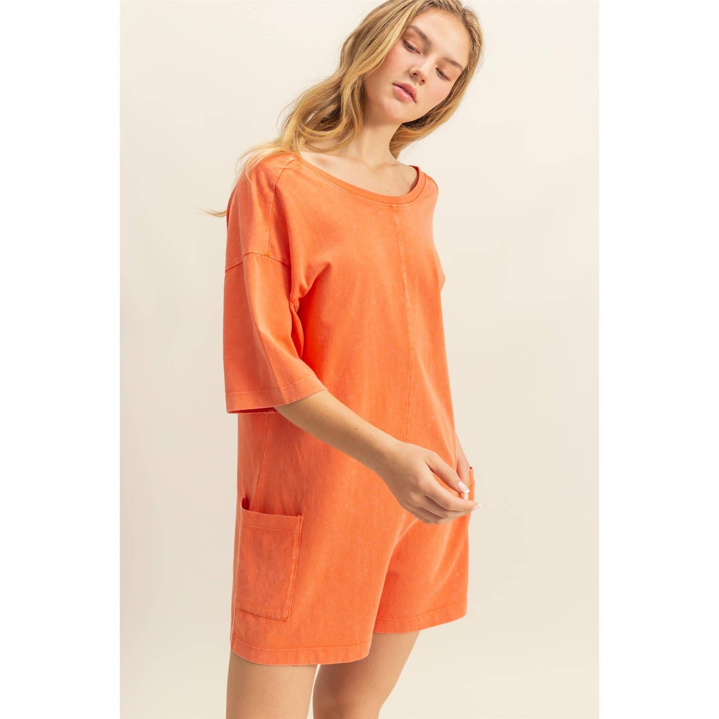 Aqua Casual V-Back Short Sleeve Romper