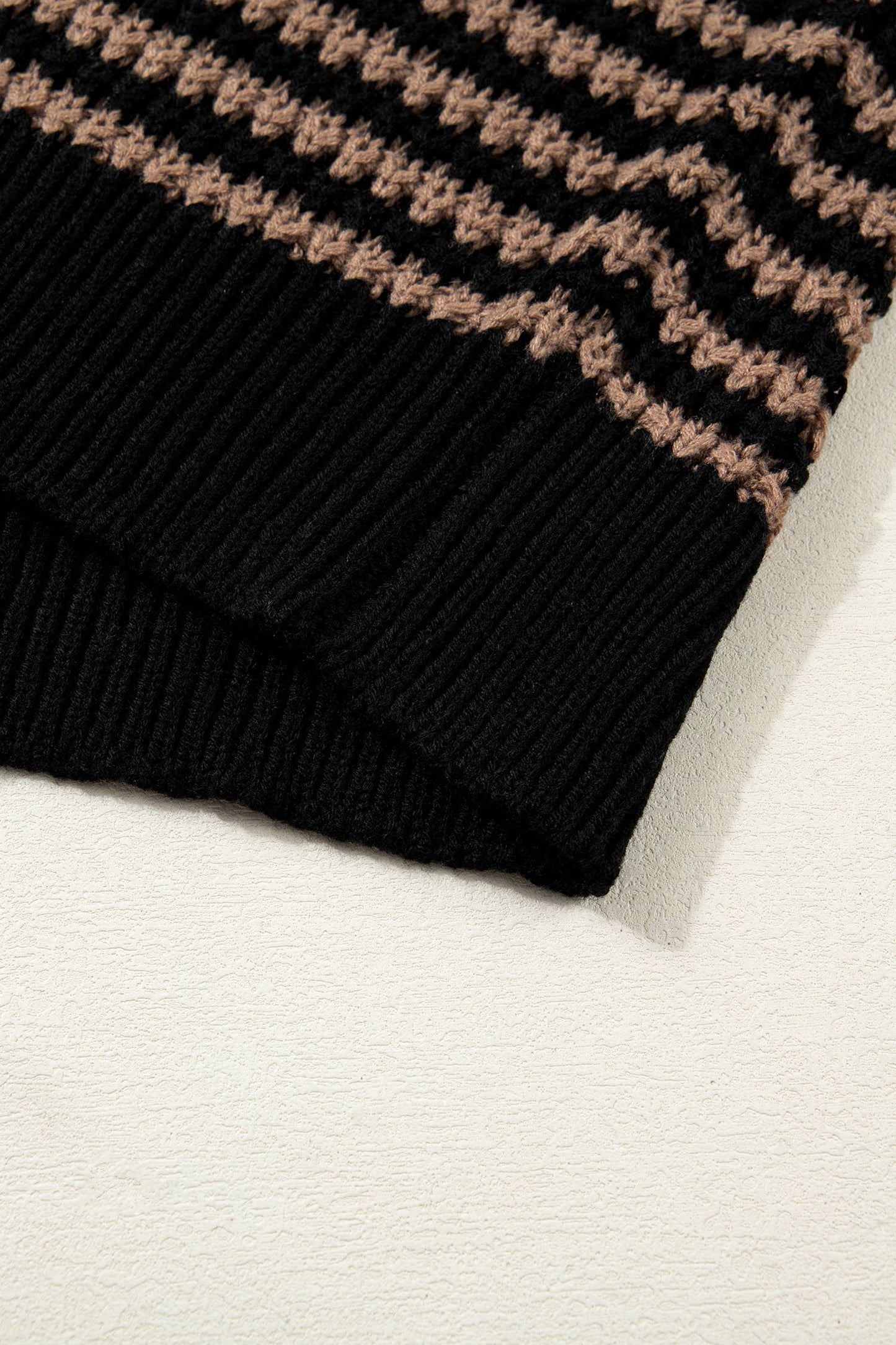 Stripe 3/4 Draped Sleeve Slouchy Sweater (S-XL)